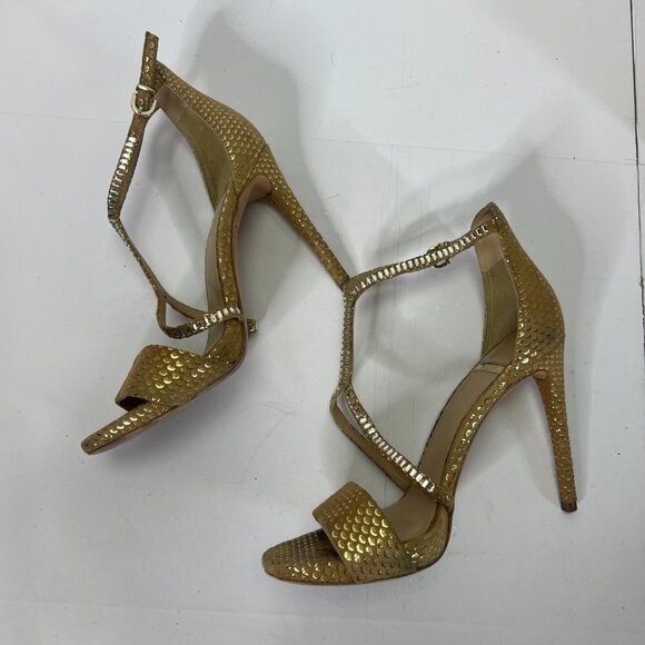 Marciano Stiletto Heels Metallic Gold Crystal Embellishments Size 9M - Picture 7 of 9